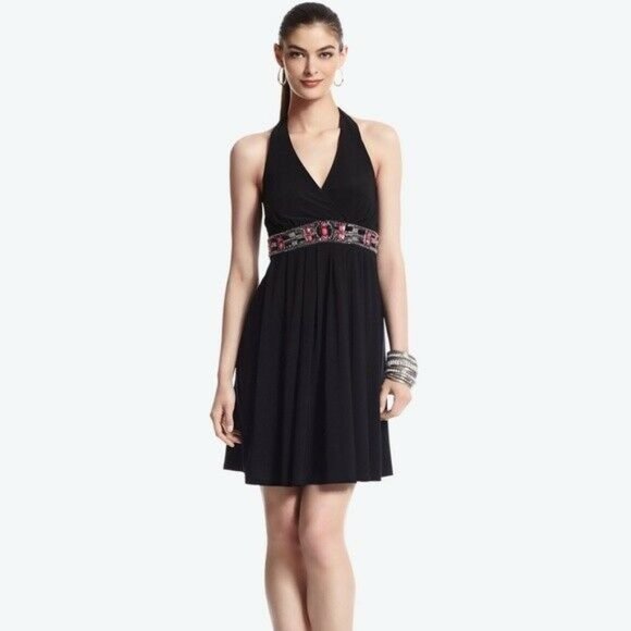 White House Black Market BEADED HALTER 4 DRESS STYLE: 570020525 Small - Picture 2 of 8